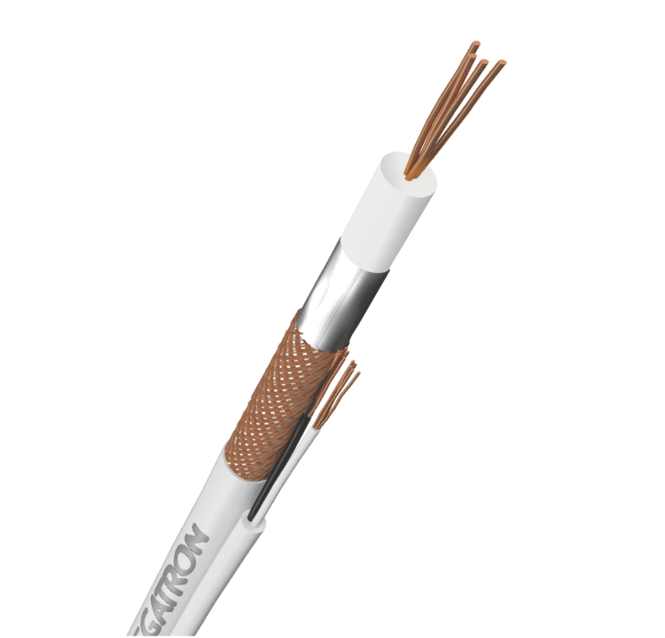 CABO COAXIAL RF 4MM + BIPOLAR 85% MALHA COBRE 100M MEGATRON