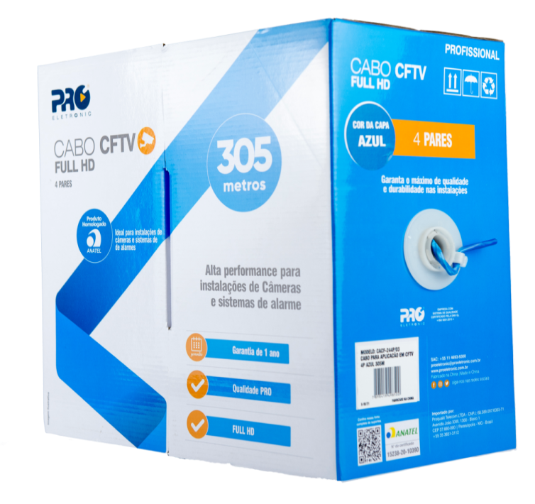 CABO CFTV 4P 305M AZUL PROELETRONIC