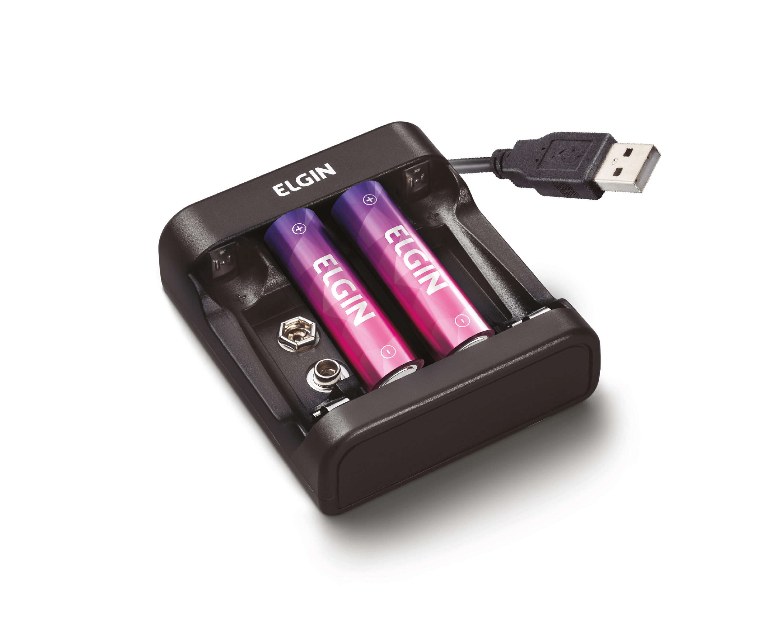 CARREGADOR DE PILHAS USB COM 2X AA1500MAH ELGIN